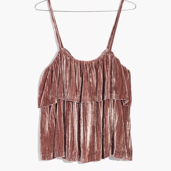 Madewell Tops - 𝅺Madewell Crushed Velvet Ruffle Cami Top Size M
